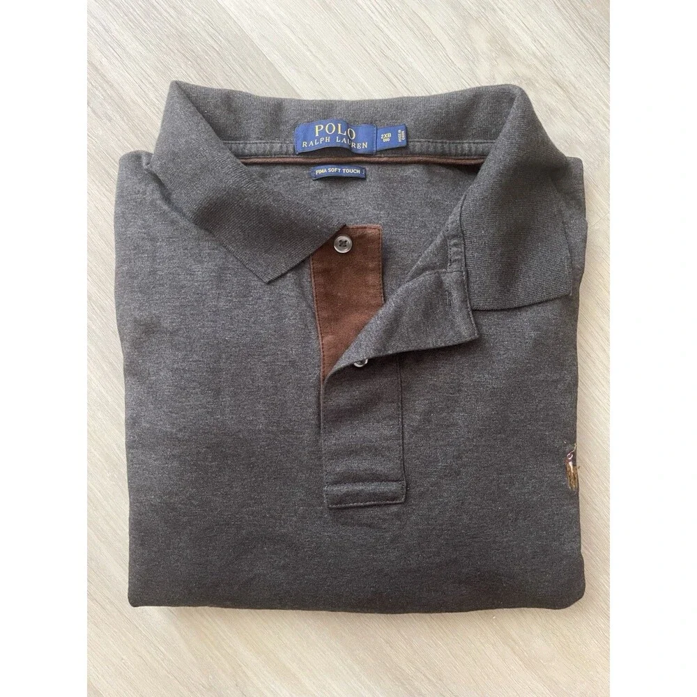 Polo Ralph Lauren Soft Touch Shirt Long Sleeve Dark Gray Men 2XB 100% Cotton